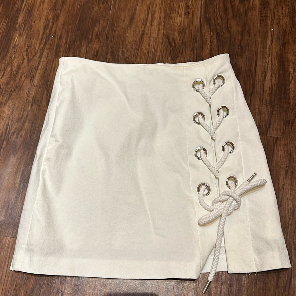 Lace-up White Mini Skirt